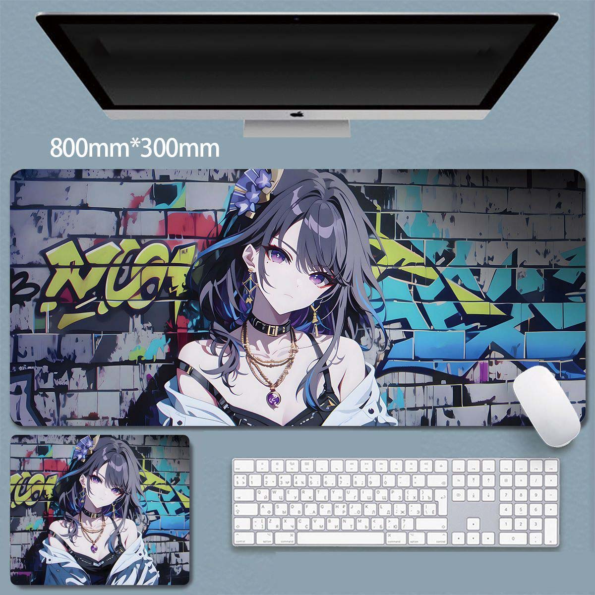 

Коврик для мыши с рисунком в стиле аниме-красоты и уличного граффити, подходит для киберспорта, офиса и использования на рабочем месте.