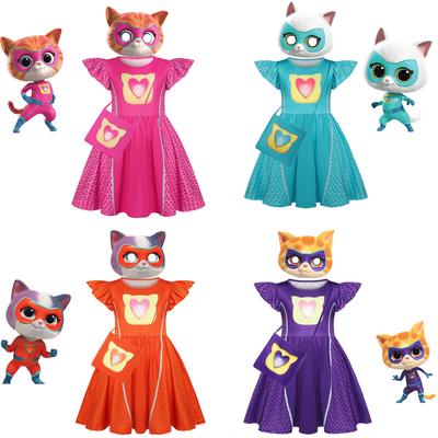 Children, Super Kitties Dress Girls Flying Sleeve A-line Dress