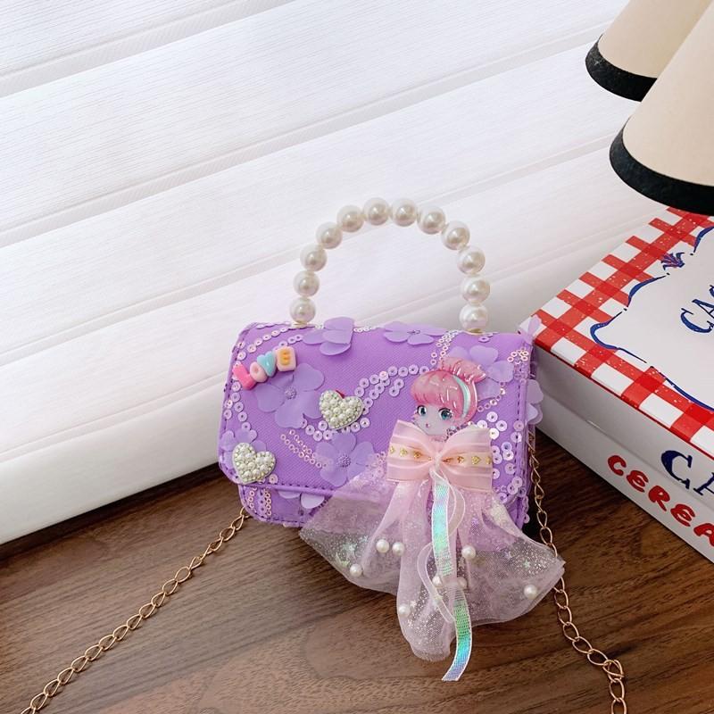 Snowflake Frozen Pattern Childrens Small Crossbody Bag With Material Sequin