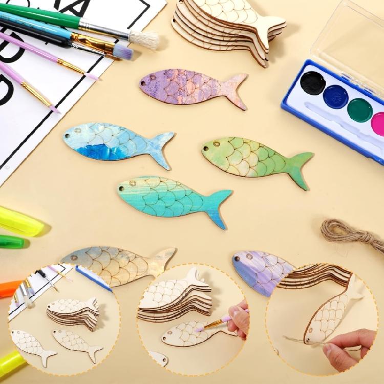 30 Unpainted Wooden Fish Templates DIY Artistic Projects Home Party Natural Design