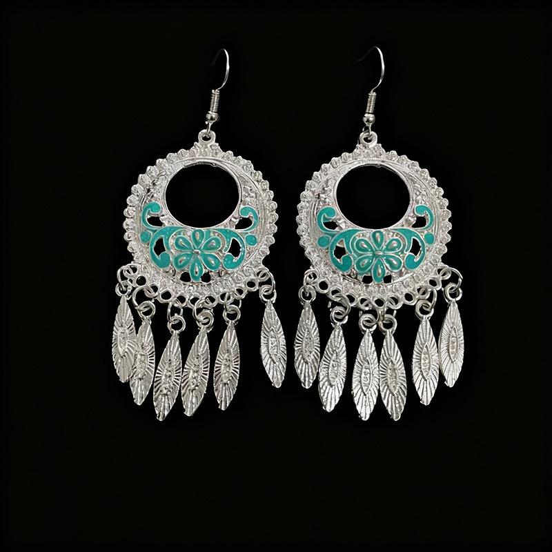 Ethnic style earrings Alloy silver-plated Miao ethnic minority Dong Yi earrings Earrings