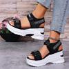 Sports Sandals Women's Summer All-match Fish Mouth Wedge-heeled Sponge Cake Thick-soled Large Size Daddy Heightening Women's Shoes