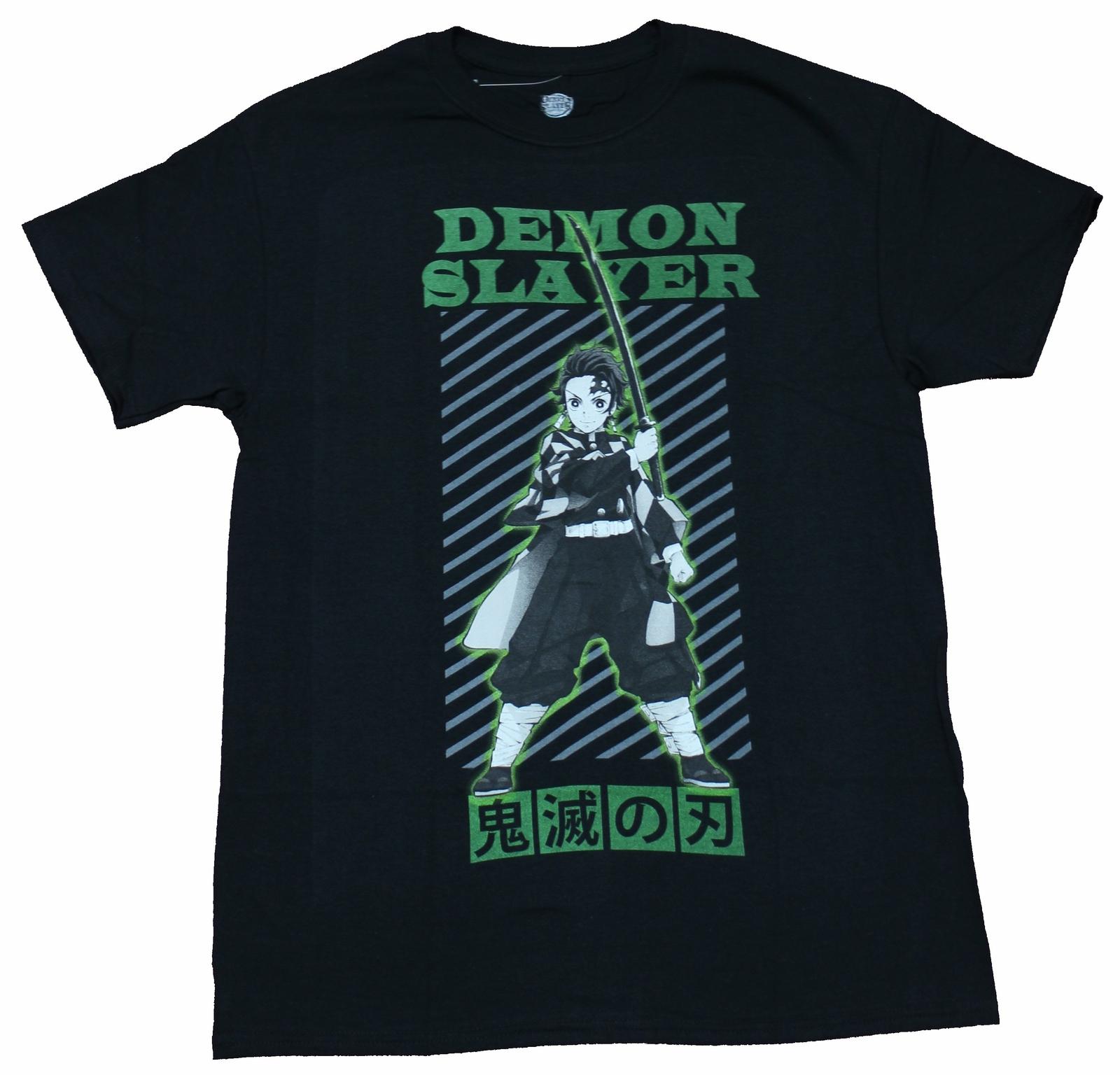 Demon Slayer Adult New T-Shirt - Tanjiro Under Name Over Bars XL
