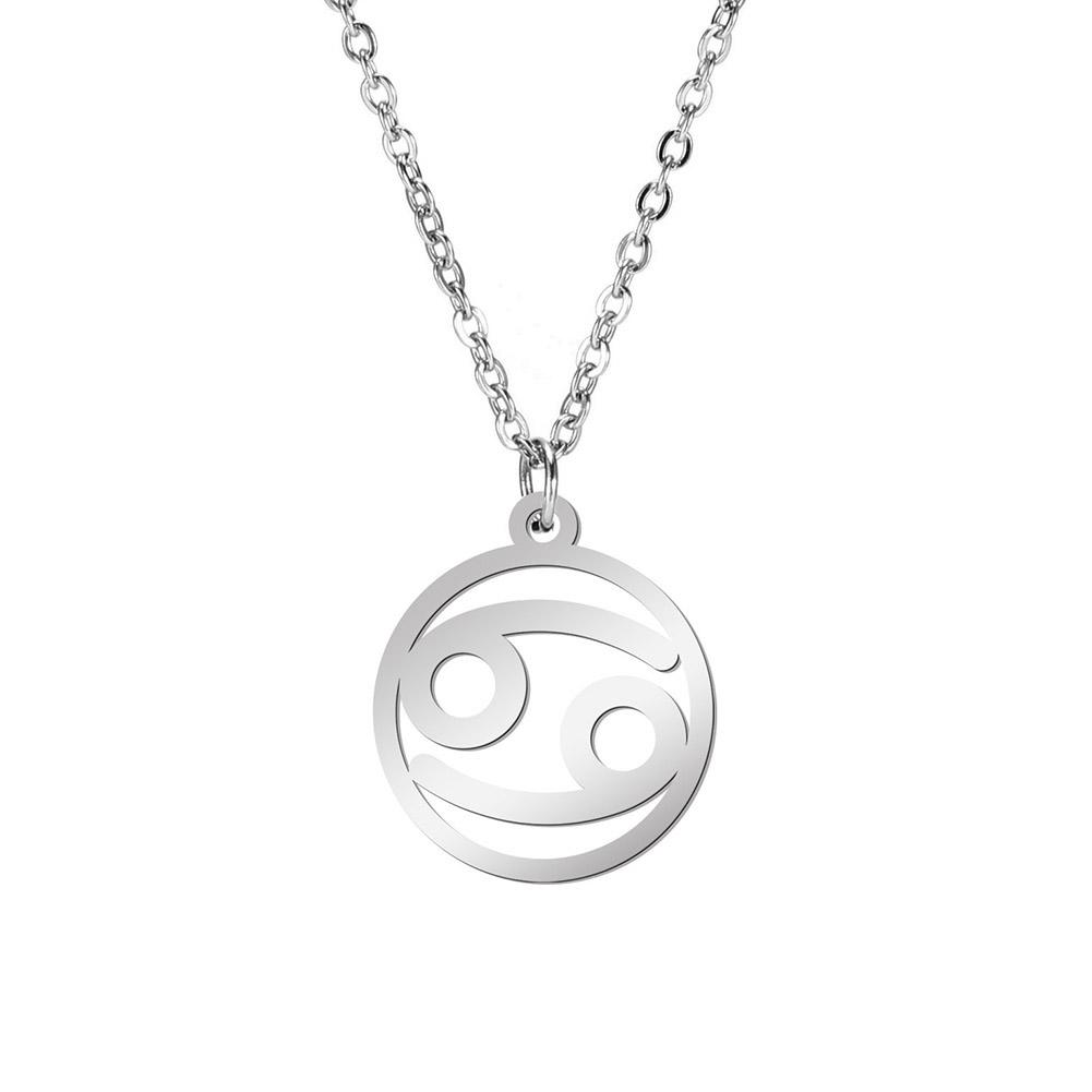 Lemegeton Zodiac Women's Necklace 12 Constellations Stainless Steel Pendant Choke Astrology Aries Leo Ring Jewelry Birthday Gift