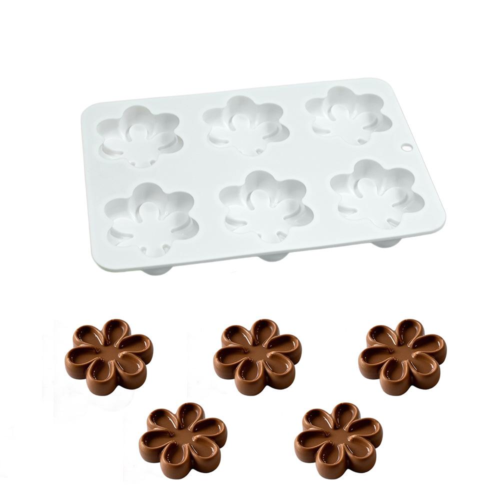 6 Holes Flower Mousse Cake Molds Silicone Mold Cookie Party French Dessert Decorating Mould Pastry Baking Tools Kitchen Bakeware