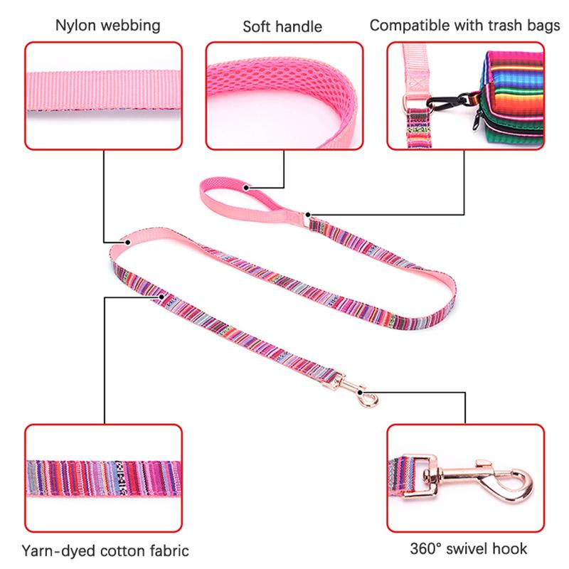 Bohemian gestreifter Hundehalsband, individuell graviert, mit Roségold-Schnalle, personalisiertes Nylonhalsband für kleine und große Hunde, tägliches Gassi gehen