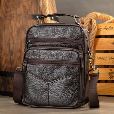 Classic Vintage Mens Business Shoulder Bag Genuine Leather Briefcase Men Crossbody Bag High Quality Designer Top Handle Handbag for Men Travel Bag