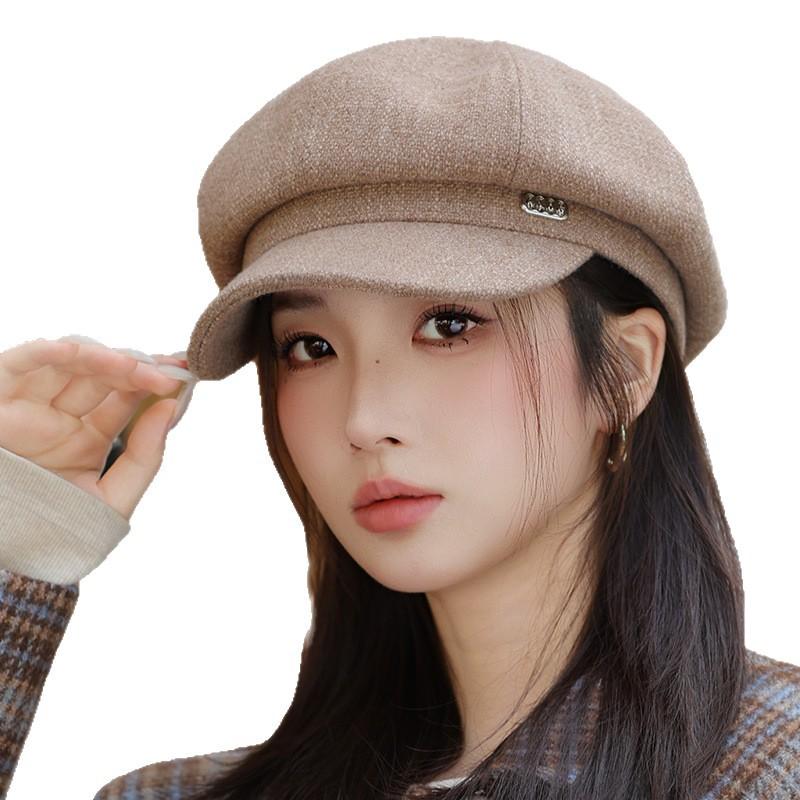 Japanese Casual Versatile Hat for Women In Autumn and Winter British Style Beret Retro Literary Newspaper Beret Showing Face Little Painter Hat