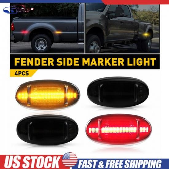 Amber/Red LED Side Marker Corner Lights For 2011-22 Ford F-350 Super Duty Smoked