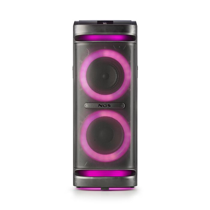 NGS WILD SPACE 2: 2000W Party Speaker BT/TWS, USB/AUX, LED, poignées, 2 entrées micro.