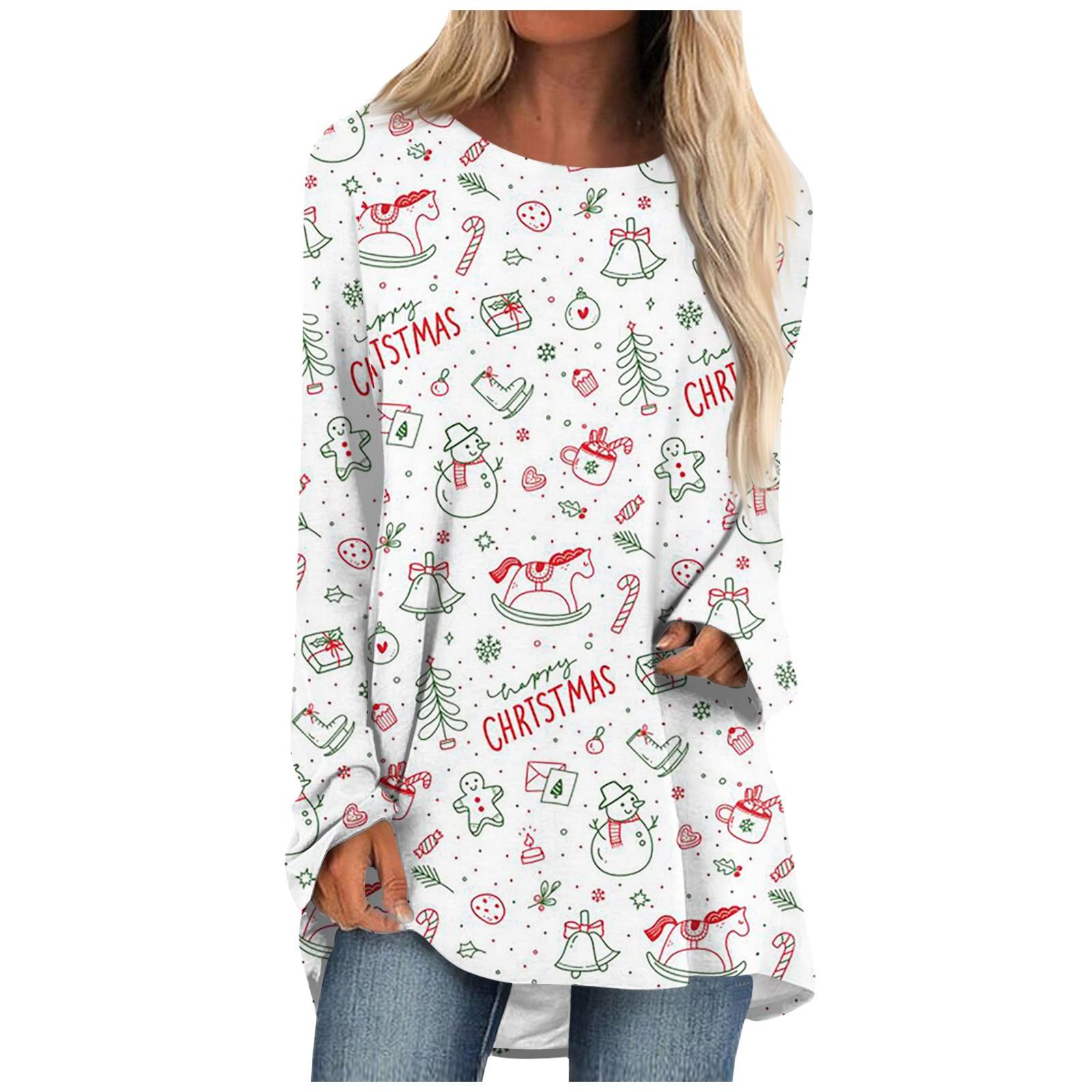 

Женская осенне-зимняя повседневная длинная свободная футболка с длинными рукавами и круглым вырезом XL белый