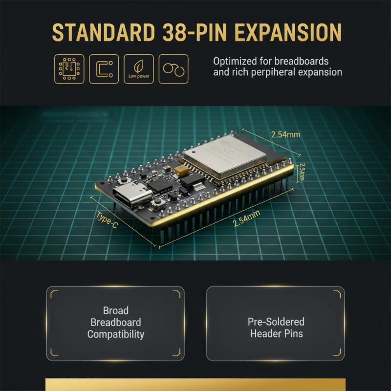 1 Pezzo Modulo Wi-Fi Bt a 2.4 GHz Esp-32S 38 Pin Esp32 Wi-Fi CPU Dual Core Scheda di Sviluppo Consumo Energetico Ultra-Basso