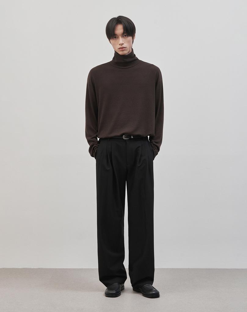 WORK ON BODY OFF Rested Semi-Overfit Turtleneck Knit [Brown]