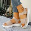 Cross Border Summer Velcro New Foreign Trade Large Size Platform Roman Beach One Line Sandals Women
