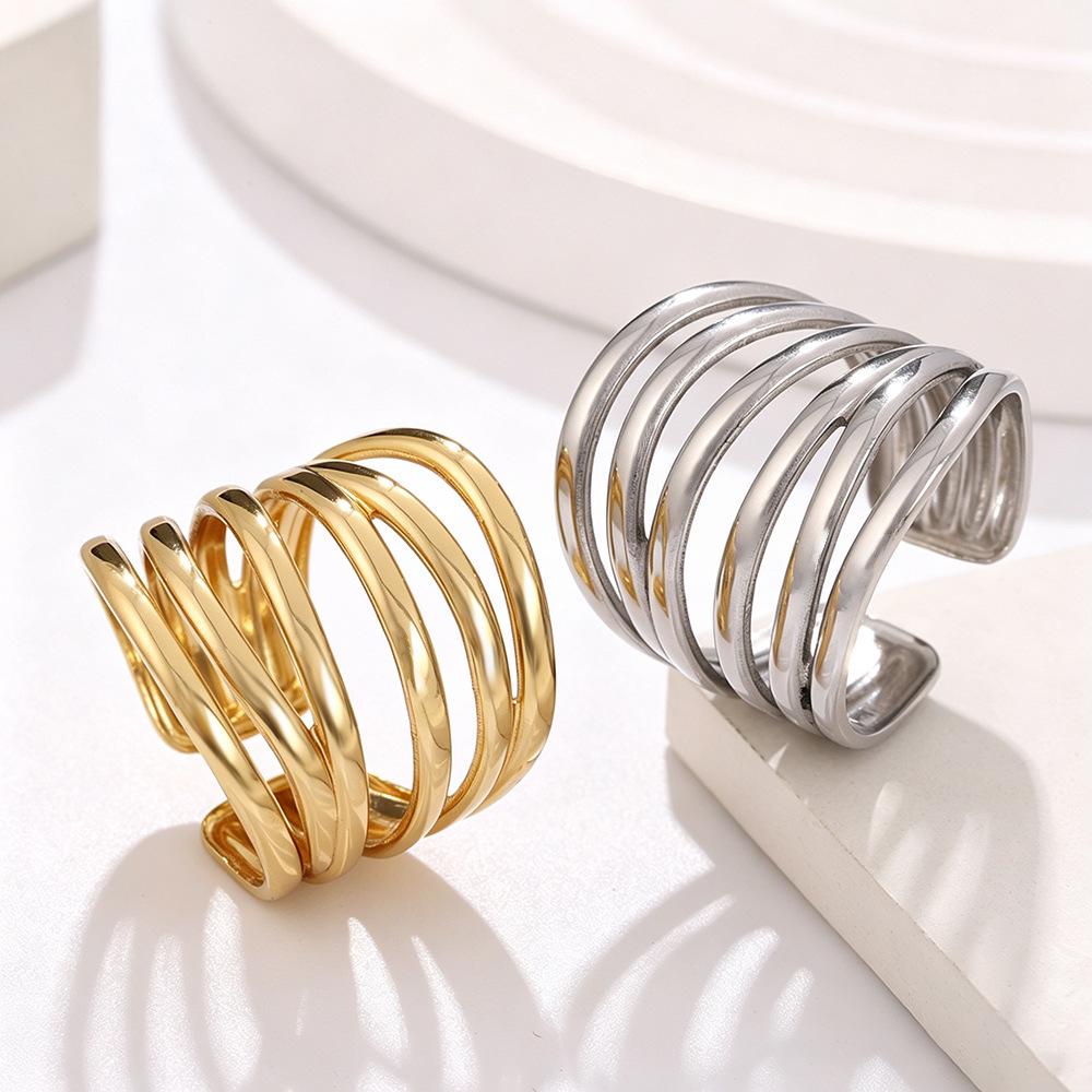 Chic Round-Line Open Ring, Gold/Silver, Trendy Style for Women