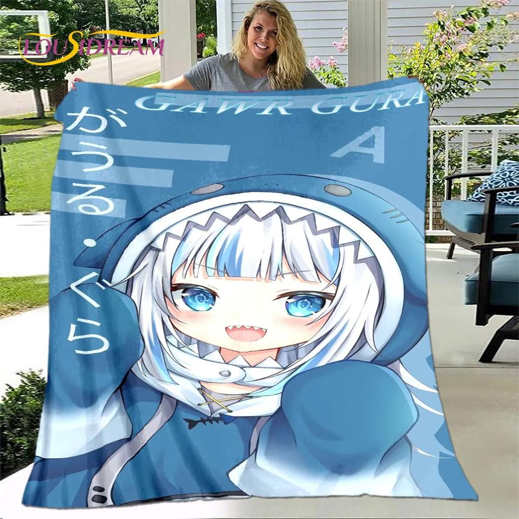 Gawr Gura Hololive Cute Anime Soft Plush Blanket,Flannel Blanket Throw Blanket for Living Room Bedroom Bed Sofa Picnic Cover Kid
