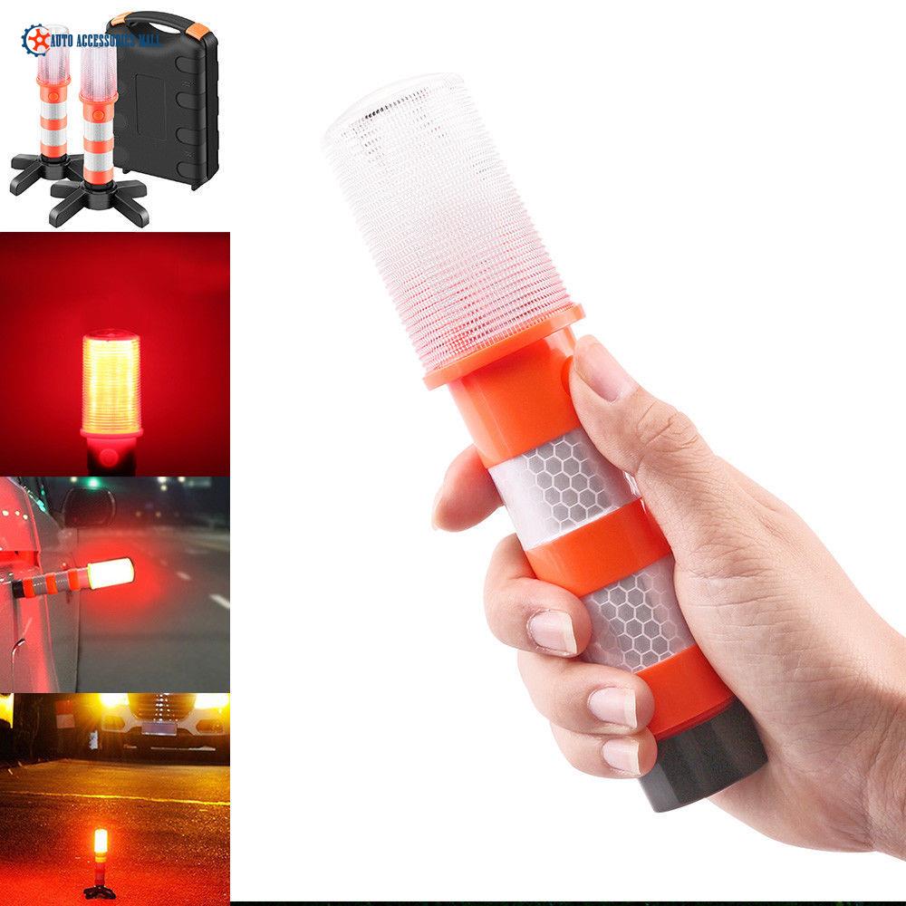 2pcs 3 in 1 LED Flashing Roadside Emergency Beacon Flares Kit ORANGE Color