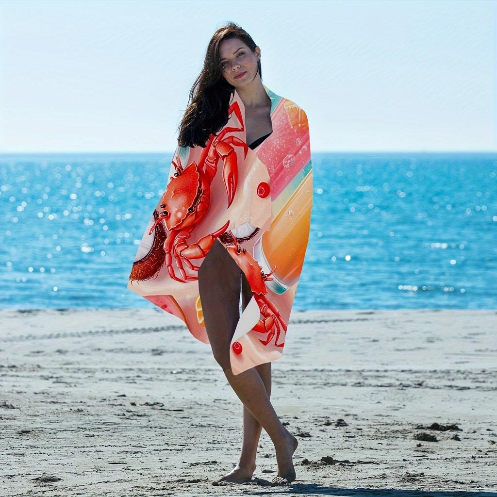1-Pack Tropical Drink Beach Towel - Quick-Dry Polyester, Lightweight & Comfortable for Surfing, Swimming, Yoga - Vibrant Drink