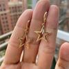 New Creative Silver Color Cross Earrings for Women Cute Hollow Four-pointed Star Stainless Steel Dangle Earrings Fashion Jewelry