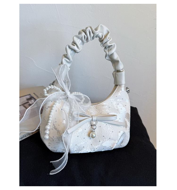 Summer Foreign Style Pleated Handbag Bag Women's 2025 New Niche Versatile Diamond-encrusted Casual Chain Shoulder Messenger Bag