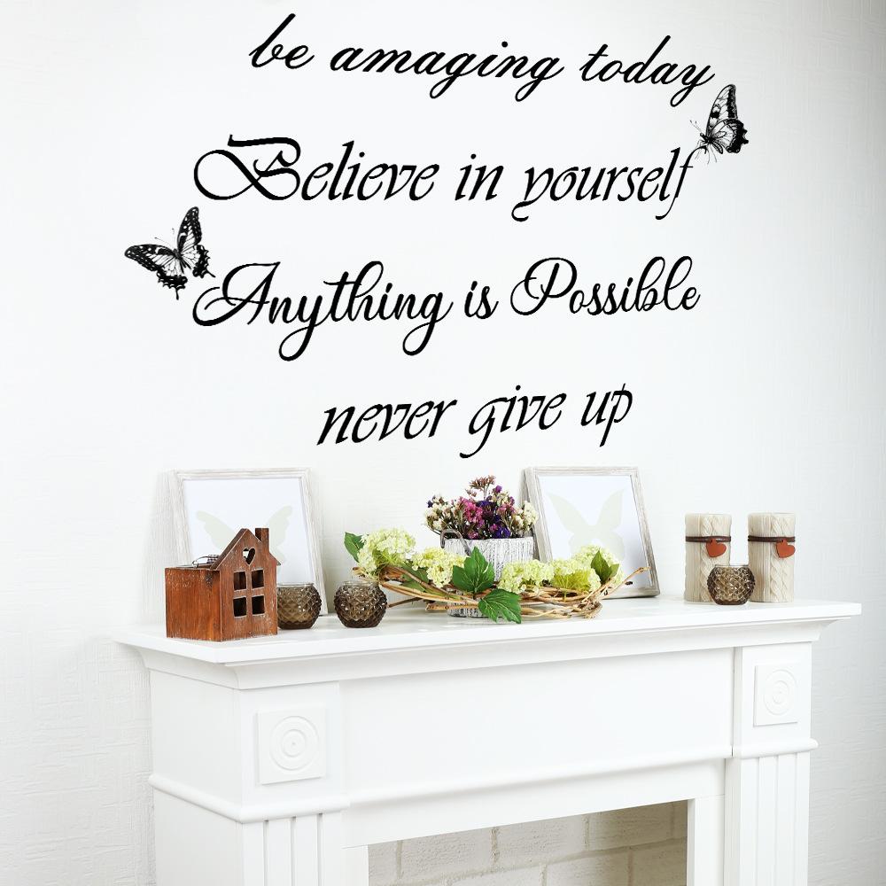WZ9033 Inspirational English Slogan Commercial Place Home Beautification Decoration Wall Sticker