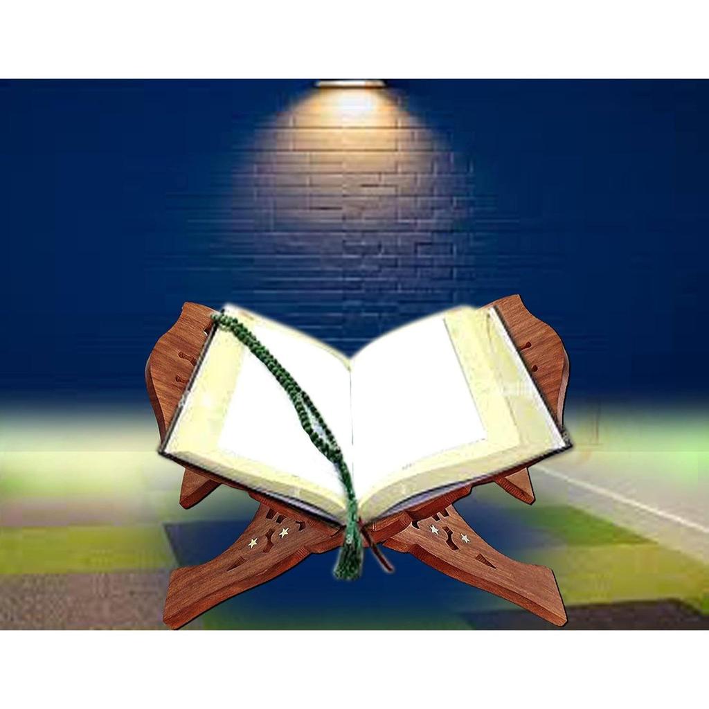 Handgeschnitzter hölzerner Buchständer für Koran, Bibel, Bhagavad Gita, Ramayana und Guru Granth Sahib, Leseständer