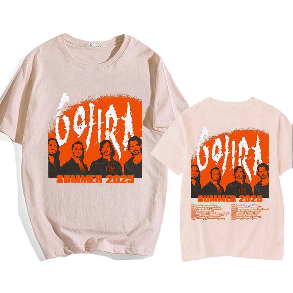 Gojira Summer 2025 Tour Tshirts Unisex Short Sleeve Cotton T-shirt Men/Women Clothes Heavy Mental Band Printing Tees