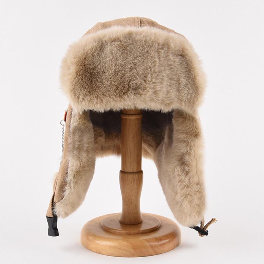 Winter Fur Bomber Hats For Men Women Outdoor Plush Thicken Warm Windproof Mountaineering Ski Snow Russian Cap