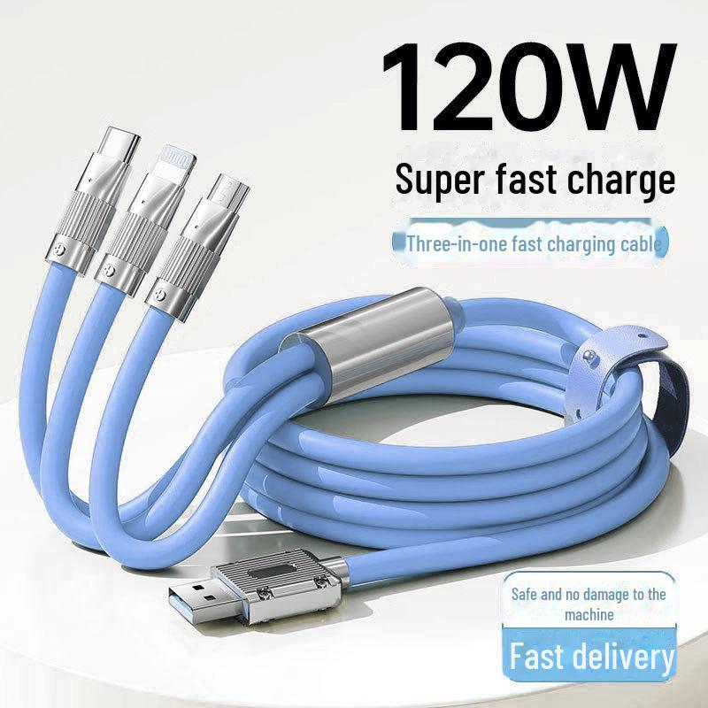 

3-метровый 6-амперный кабель для зарядки Super Flash: One-to-Three Multi-Head для устройств Apple, Android и Type-C 3.0m