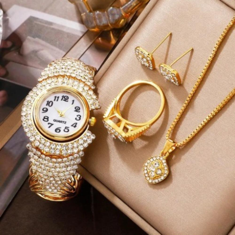 Luxury Watch Rhinestone Women's Elegant Watch Women's Quartz Watch for Girls Ladies Jewelry Set