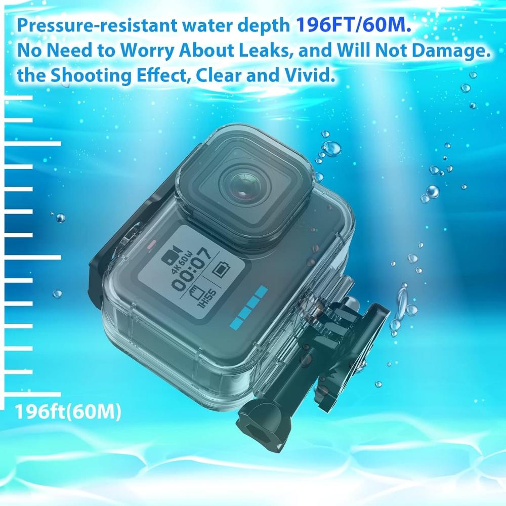 60M Waterproof Housing Case for GoPro Hero 12/11/10/9 Black Protective Underwater Dive Housing Shell with Bracket Accessories