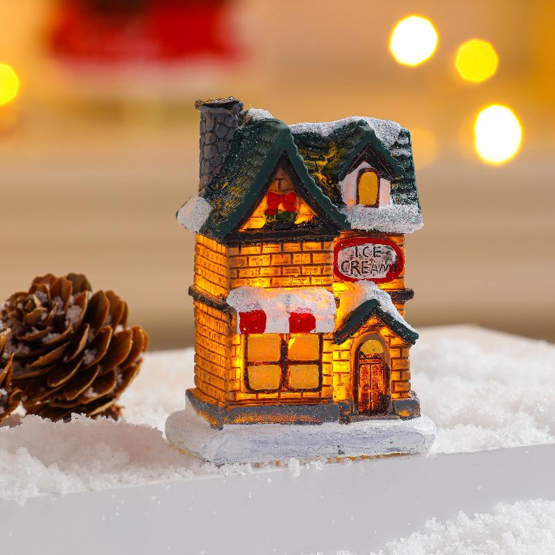 Festive Glowing Resin Small House - Holiday Window Display & Kids' Gift