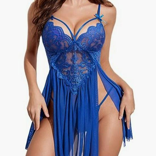 European & American Lace Mesh Splice Camisole Long Nightgown - Plus Size