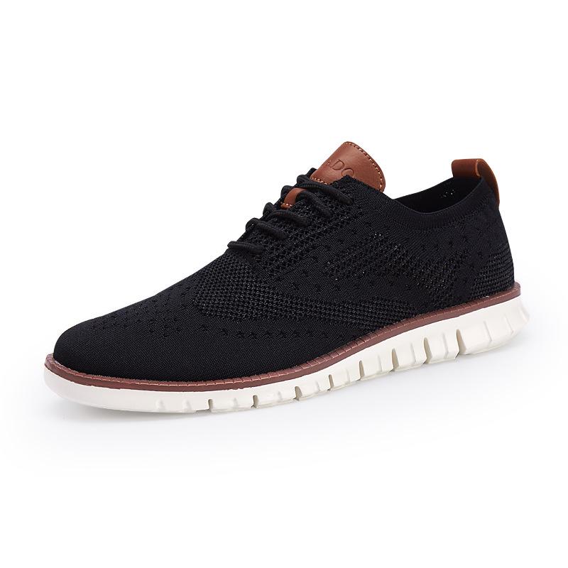 Autumn and winter new retro knitted lace-up flat casual shoes Brock men's shoes lightweight formal street style men's shoes