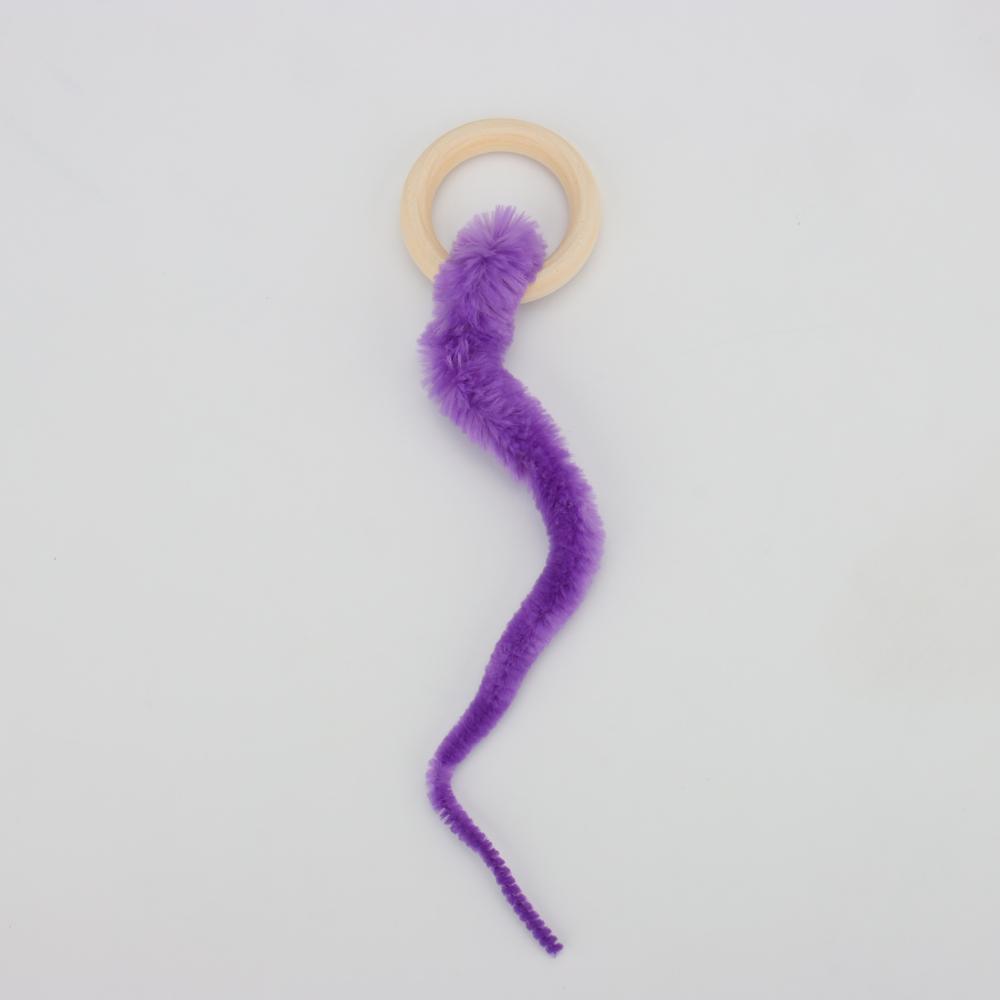 Plush Long Tail Ball Cat Toy Training Cat Interactive Ball Wood Ring Pet Toy