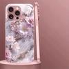 Pink Dream Cherry Blossom Pattern Metallic Paint Glass Phone Case For iPhone 11 12 13 14 15 16 17 Pro Max Plus 17Air 16E Cover