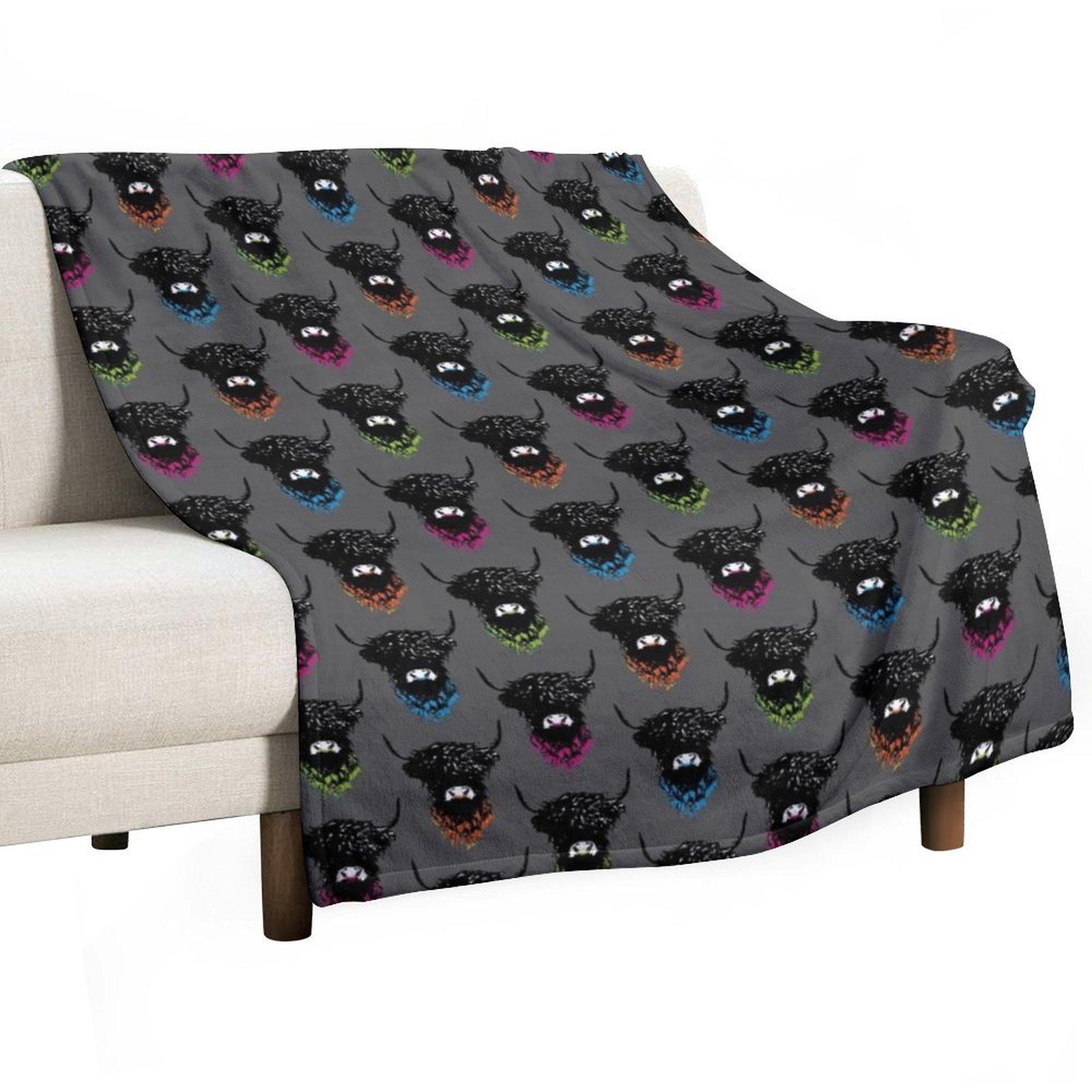 Hamish Multicolour - on Dark Grey Throw Blanket Blankets Sofas Of Decoration Summer blankets ands Camping Blankets 30x40in