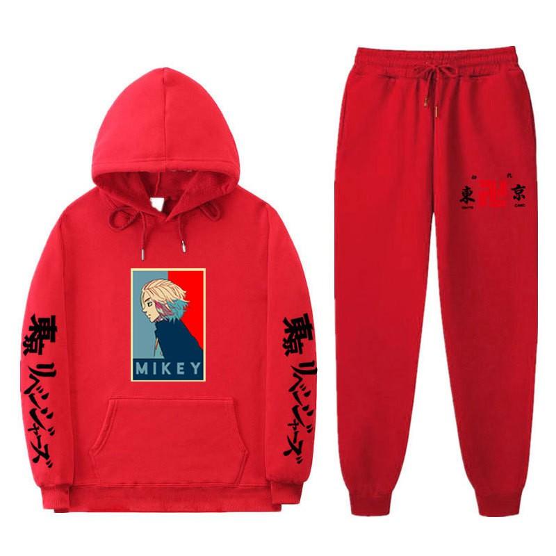 Mens Hooded Long Sleeve Streetwear Sweatshirt Set Casual Oversized Cotton Blend Tracksuit Fall