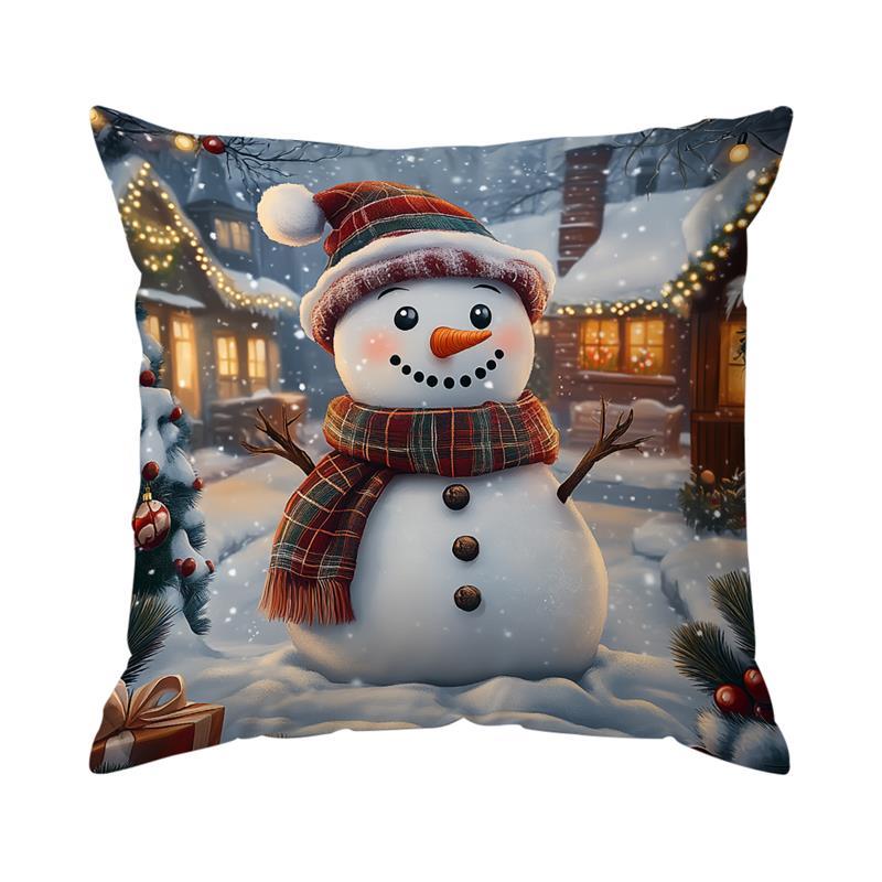 

Домашний декор Рождественские сцены: Санта, Олень, Птица, Снеговик Узор Наволочка Подходит для Дивана Спальни Автомобиля Наволочка 16x16Inch