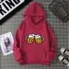 Hoodie Clinking Beer Mugs Print Lively Social and Festive Free Style Graphic Soft Fabric for Celebration-Themed Casual Looks