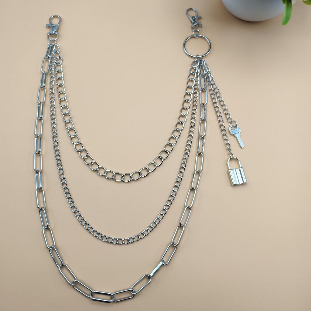 European and American Jewelry Lock-shaped Waist Chain Women's High-end Retro Key Pendant Trouser Chain