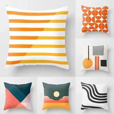 Poszewka na poduszkę dekoracyjną 45*45cm, kolor pomarańczowy, geometryczne poszewki na poduszki w stylu Mid Century do domu, sofy, krzesła