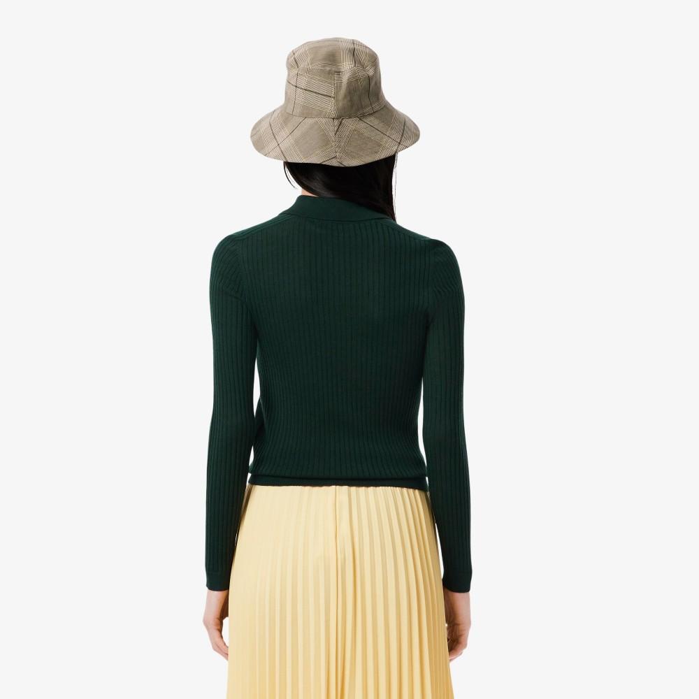Lacoste Women's Ribbed Long-Sleeve Polo Sweater AF4006-55NYZP