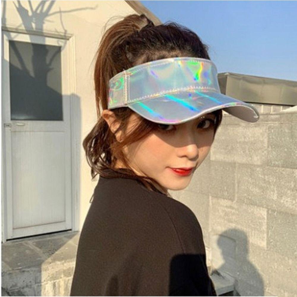 Hip-hop Style Empty Top Hats Plain Bling Sunscreen Hat Laser Baseball Caps Tennis Golf