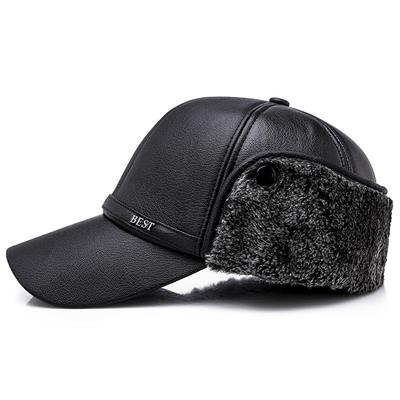 Hut Herren Wintermütze Verdickt Warm Ohrenschützer Lederhut Outdoor Vielseitige Kappe