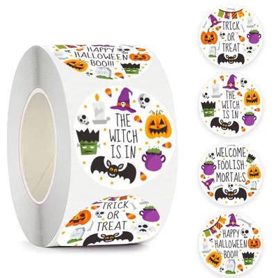 2.5CM , 500 Pieces, Roll Up, Happy Halloween, Children's Toy Stickers, Animal Thank You Decorations, Adhesive Stickers, Party Decoration Labels
