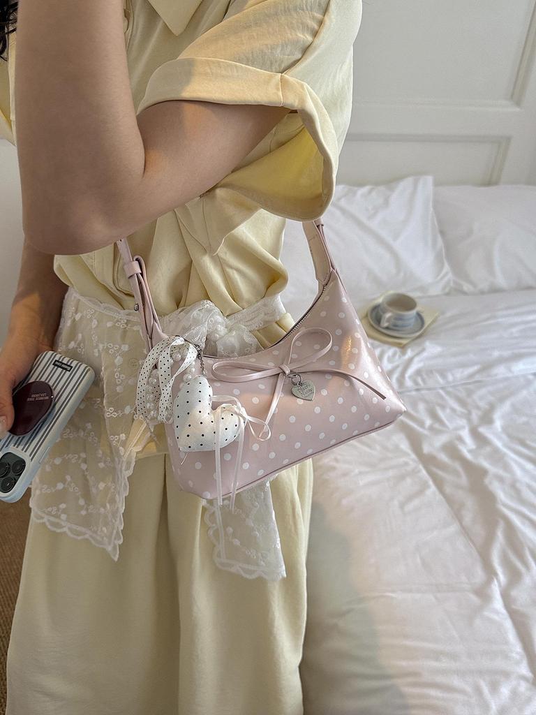 Women's Summer 2026 Sweet Lace Polka Dot Pleated Cloud Crossbody Bag