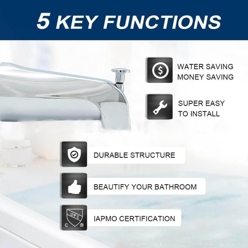 Convenient Pulls Down Bathtub Spouts Bathtub Diverter Temperature Control Tub Fixture Easy Water Flows Adjustment Alloy