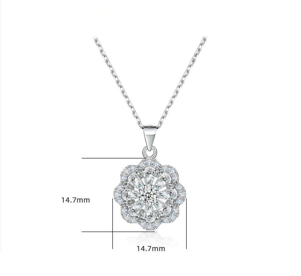 European and American Flower Pendant S925 Silver Necklace Women's High Sense Versatile Xiao Family Sterling Silver Collarbone Chain