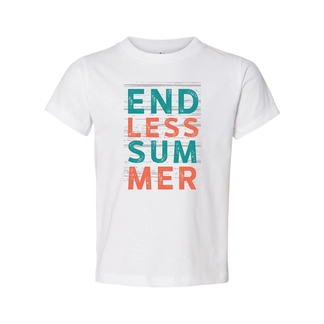 

Endless Summer Graphic Unisex Short Sleeve Tee With Bold Teal And Coral Text Des S